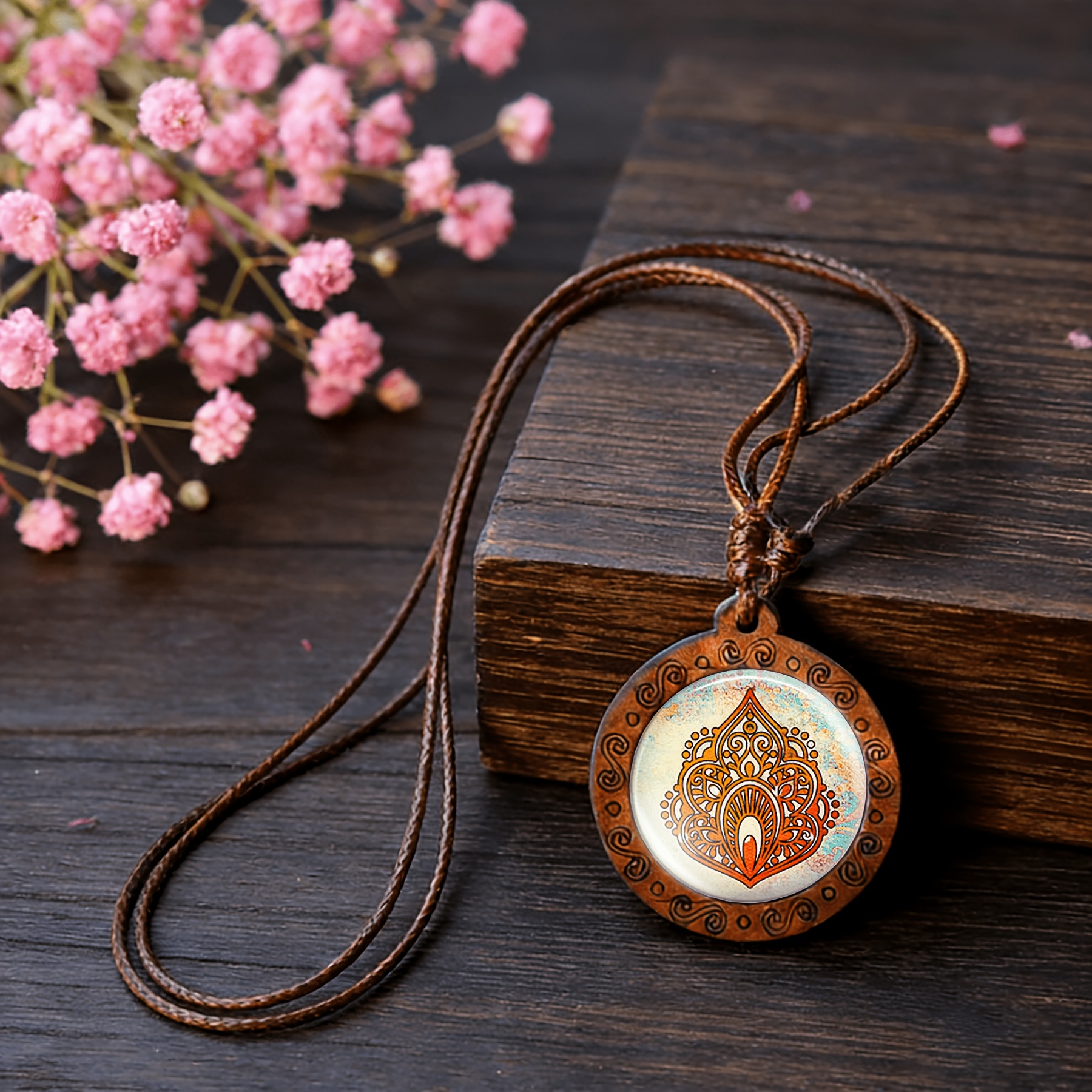 Vintage Necklace & Pendant with Time Gemstone Inlay